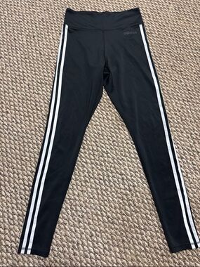 adidas Black Leggings with White Side Stripes